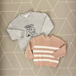Zara toddler bulldog and blush pink sweaters age 2-3